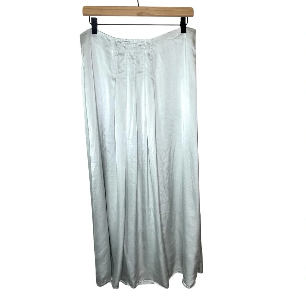 ATM Anthony Thomas Melillo Silk Pleated Wrap Skirt in Frost Size 12